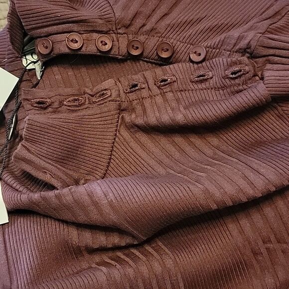 NWT Joie Lanigan Long Sleeve cotton top in Burnt Currant - Picture 12 of 15